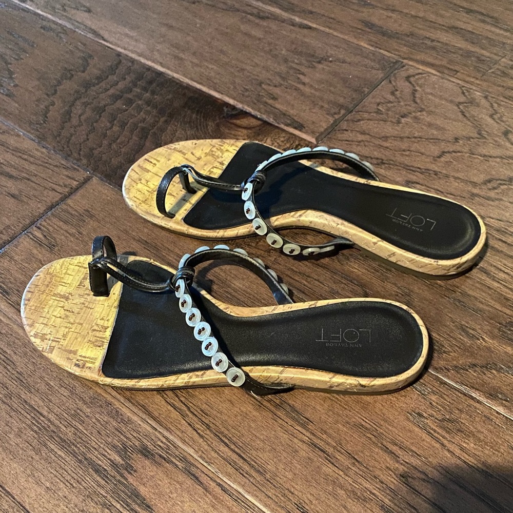 Ann Taylor the Loft Cork and Leather Sandals